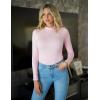 image:imageZeagoo Womens Long Sleeve Shirts Mock Neck Basic Slim Fitted Tops Lightweight Stretch Base Layer TShirtZ Whitepink