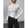 image:imageZeagoo Womens Long Sleeve Shirts Mock Neck Basic Slim Fitted Tops Lightweight Stretch Base Layer TShirtZ Whitepink