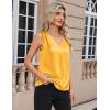 image:imageZeagoo Womens Silk Satin Camisole Tank Tops V Neck Pleated Dressy Casual Sleeveless Blouses Summer Business Work ShirtsYellow