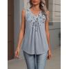 image:imageZeagoo Womens Tank Tops Summer Sleeveless Loose Fit Tops V Neck Pleated Shirts Basic Tees Dressy Casual Trendy ClothesDh62flower Gray
