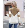 image:imageZeagoo Womens V Neck Sweaters Shirts Long Sleeve Lightweight Ribbed Knit Pullover Sweater Blouse Tops with Buttons OufitsCkhaki White