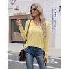 image:imageZeagoo Womens V Neck Sweaters Shirts Long Sleeve Lightweight Ribbed Knit Pullover Sweater Blouse Tops with Buttons OufitsCream Yellow
