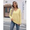 image:imageZeagoo Womens V Neck Sweaters Shirts Long Sleeve Lightweight Ribbed Knit Pullover Sweater Blouse Tops with Buttons OufitsCream Yellow
