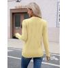 image:imageZeagoo Womens V Neck Sweaters Shirts Long Sleeve Lightweight Ribbed Knit Pullover Sweater Blouse Tops with Buttons OufitsCream Yellow