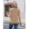 image:imageZeagoo Womens V Neck Sweaters Shirts Long Sleeve Lightweight Ribbed Knit Pullover Sweater Blouse Tops with Buttons OufitsKhakiblack