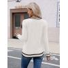 image:imageZeagoo Womens V Neck Sweaters Shirts Long Sleeve Lightweight Ribbed Knit Pullover Sweater Blouse Tops with Buttons OufitsWhiteblack