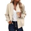 image:imageZeagoo Bomber Jacket Women Varsity Casual Button Down Lightweight 2026 Spring Fashion Short School Outfits with PocketsChampagne