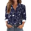 image:imageZeagoo Button Down Shirts for Women Dressy Floral Printed Long Sleeve Blouse Business Casual Work TopsNavy White Floral