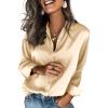 image:imageZeagoo Satin Blouses for Women Silk Button Down Shirts Long Sleeve Business Casual TopsLight Tan