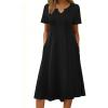 image:imageZeagoo Summer Dresses for Women 2026 Casual Short Sleeve Aline Midi Dress with Pocket Flowy Pleated Tshirt Beach SundressBlack