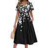 image:imageZeagoo Summer Dresses for Women 2026 Casual Short Sleeve Aline Midi Dress with Pocket Flowy Pleated Tshirt Beach SundressBlack Floral Print