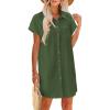 image:imageZeagoo Summer Dresses for Women 2026 Cotton Button Down Short Sleeve Tshirt Dresses Casual Mini Beach DressArmy Green