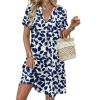 image:imageZeagoo Summer Dresses for Women Short Sleeve Shift Dress V Neck Casual Mini Beach Vacation Boho Sundress with PocketsAnavy Floral