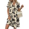 image:imageZeagoo Summer Dresses for Women Short Sleeve Shift Dress V Neck Casual Mini Beach Vacation Boho Sundress with PocketsBeige Floral