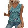 image:imageZeagoo Tank Top for Women V Neck Loose Fit Sleeveless Summer Tops Business Casual Outfits Dressy Blouses ShirtsFloral Blue 858