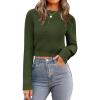 image:imageZeagoo Womens 2026 Fall Crewneck Cropped Sweater Trendy Long Sleeve Ribbed Knit Pullover Jumper TopsArmy Green
