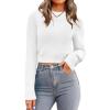 image:imageZeagoo Womens 2026 Fall Crewneck Cropped Sweater Trendy Long Sleeve Ribbed Knit Pullover Jumper TopsAwhite