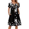 image:imageZeagoo Womens Casual Dresses with Pockets Summer Floral VNeck ALine Tshirt Dress Short Sleeve Mini Dress Beach SundressA01black Floral