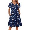 image:imageZeagoo Womens Casual Dresses with Pockets Summer Floral VNeck ALine Tshirt Dress Short Sleeve Mini Dress Beach SundressA02navy Blue Floral