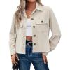 image:imageZeagoo Womens Fashion Cropped Corduroy Shackets Button Down Jackets Tops Fall Trendy Lightweight Long Sleeve ShirtsLight Apricot