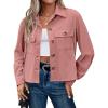image:imageZeagoo Womens Fashion Cropped Corduroy Shackets Button Down Jackets Tops Fall Trendy Lightweight Long Sleeve ShirtsPink