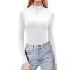 image:imageZeagoo Womens Long Sleeve Shirts Mock Neck Basic Slim Fitted Tops Lightweight Stretch Base Layer TShirtA White