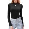 image:imageZeagoo Womens Long Sleeve Shirts Mock Neck Basic Slim Fitted Tops Lightweight Stretch Base Layer TShirtBlack