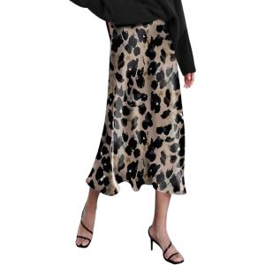 image:imageZeagoo Skirts for Women High Waist Skirt Elegant Midi Skirt SatinAn256