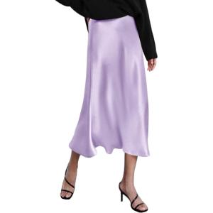 image:imageZeagoo Skirts for Women High Waist Skirt Elegant Midi Skirt SatinLilac