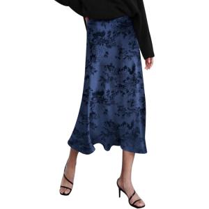 image:imageZeagoo Skirts for Women High Waist Skirt Elegant Midi Skirt SatinNewnavy Blue