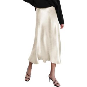 image:imageZeagoo Skirts for Women High Waist Skirt Elegant Midi Skirt SatinNewpastel Peach