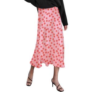 image:imageZeagoo Skirts for Women High Waist Skirt Elegant Midi Skirt SatinPat3