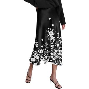 image:imageZeagoo Skirts for Women High Waist Skirt Elegant Midi Skirt SatinSf100