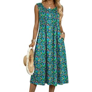 image:imageZeagoo Summer Dresses for Women Flowy Aline Casual Midi Tank Dress Beach Boho Vacation Sundresses Shift Dress with PocketsCx338