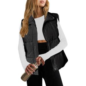 image:imageZeagoo Women Puffer Vest Lightweight Stand Collar Sleeveless Winter Warm Zip Up Padded Outerwear Jackets with Pockets SXXLBlack