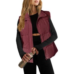 image:imageZeagoo Women Puffer Vest Lightweight Stand Collar Sleeveless Winter Warm Zip Up Padded Outerwear Jackets with Pockets SXXLBurgundy