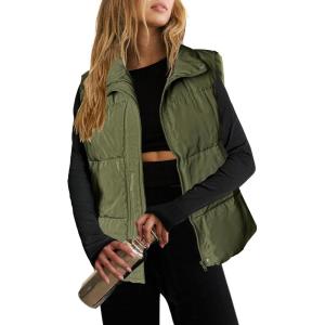 image:imageZeagoo Women Puffer Vest Lightweight Stand Collar Sleeveless Winter Warm Zip Up Padded Outerwear Jackets with Pockets SXXLGreen