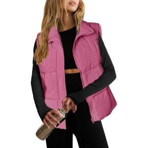 image:imageZeagoo Women Puffer Vest Lightweight Stand Collar Sleeveless Winter Warm Zip Up Padded Outerwear Jackets with Pockets SXXLHot Pink