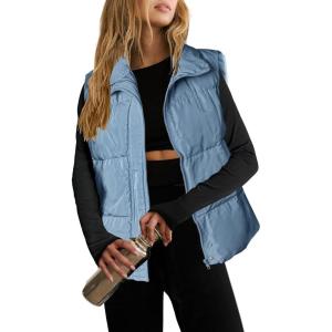 image:imageZeagoo Women Puffer Vest Lightweight Stand Collar Sleeveless Winter Warm Zip Up Padded Outerwear Jackets with Pockets SXXLLight Blue