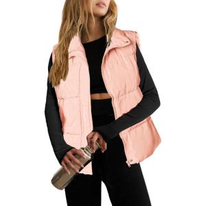 image:imageZeagoo Women Puffer Vest Lightweight Stand Collar Sleeveless Winter Warm Zip Up Padded Outerwear Jackets with Pockets SXXLPink
