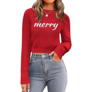 image:imageZeagoo Womens 2026 Fall Crewneck Cropped Sweater Trendy Long Sleeve Ribbed Knit Pullover Jumper TopsZmerry