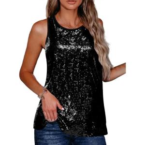 image:imageZeagoo Womens Sleeveless Sparkle Shimmer Camisole Vest Glitter Sequin Tank Tops1black