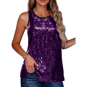 image:imageZeagoo Womens Sleeveless Sparkle Shimmer Camisole Vest Glitter Sequin Tank Tops1dark Purple