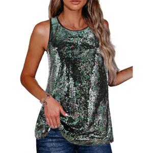 image:imageZeagoo Womens Sleeveless Sparkle Shimmer Camisole Vest Glitter Sequin Tank TopsGradient Purple