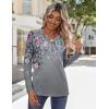 image:imageZeagoo Long Sleeve Shirts for Women Casual V Neck Fall Tops Dressy Summer Work Blouses ClothesFloral Grey