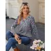 image:imageZeagoo Long Sleeve Shirts for Women Casual V Neck Fall Tops Dressy Summer Work Blouses ClothesFloral Grey