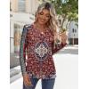 image:imageZeagoo Long Sleeve Shirts for Women Casual V Neck Fall Tops Dressy Summer Work Blouses ClothesFloral Red