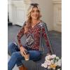 image:imageZeagoo Long Sleeve Shirts for Women Casual V Neck Fall Tops Dressy Summer Work Blouses ClothesFloral Red