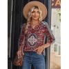 image:imageZeagoo Long Sleeve Shirts for Women Casual V Neck Fall Tops Dressy Summer Work Blouses ClothesFloral Red