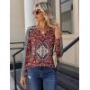 image:imageZeagoo Long Sleeve Shirts for Women Casual V Neck Fall Tops Dressy Summer Work Blouses ClothesFloral Red